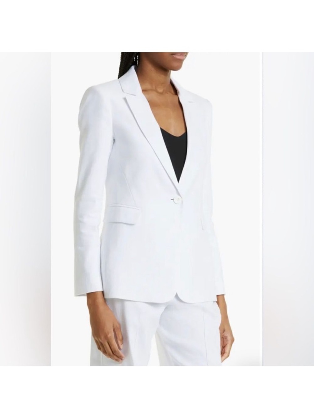 Alice + Olivia Classics White Linen Blend Blazer